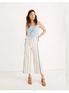 Madewell emmett wide leg crop Pants in Pink Stripe - Size 26